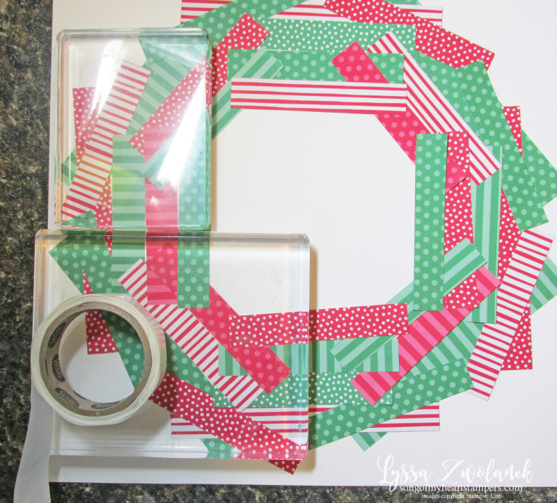 Paper scraps layout 12x12 scrapbooking christmas wreath layouts Lyssa Stampin up