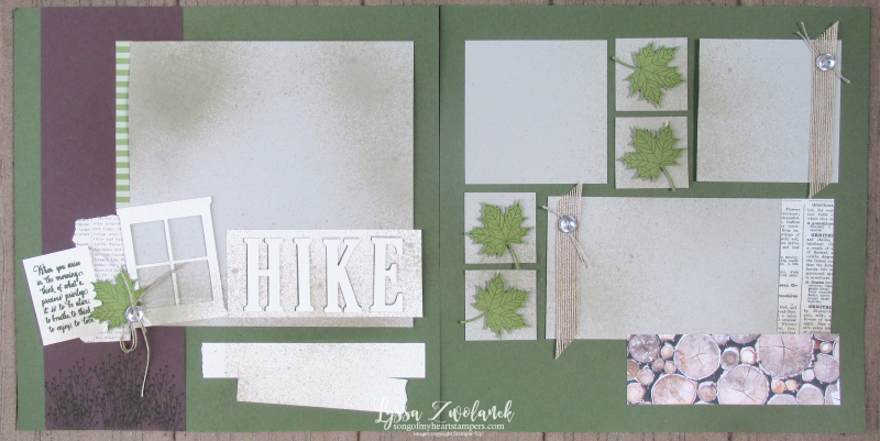 Hiking walk woods enjoy life stampin up 12x12 scrapbook pages