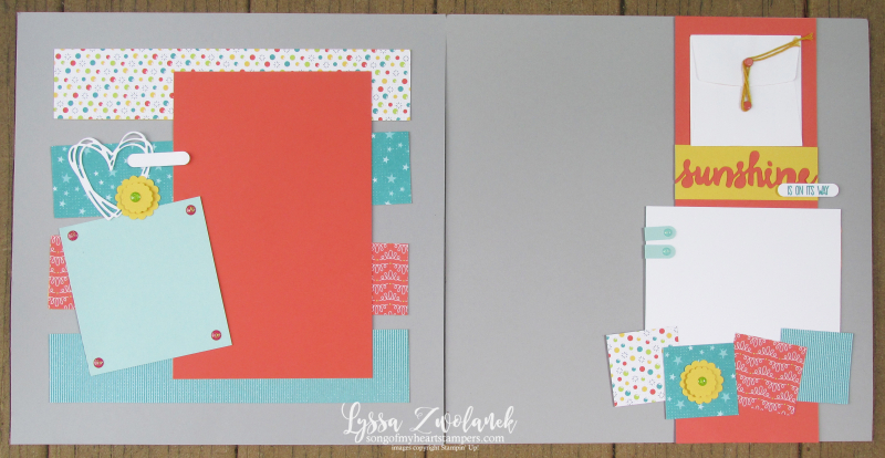 Sunshine wishes layout scrapbooking pages Stampin Up 12x12