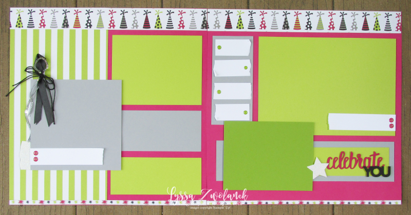 Broadway bound paper Stampn Up scrapbook layout spread birthday Sizzix 12x12 Lyssa