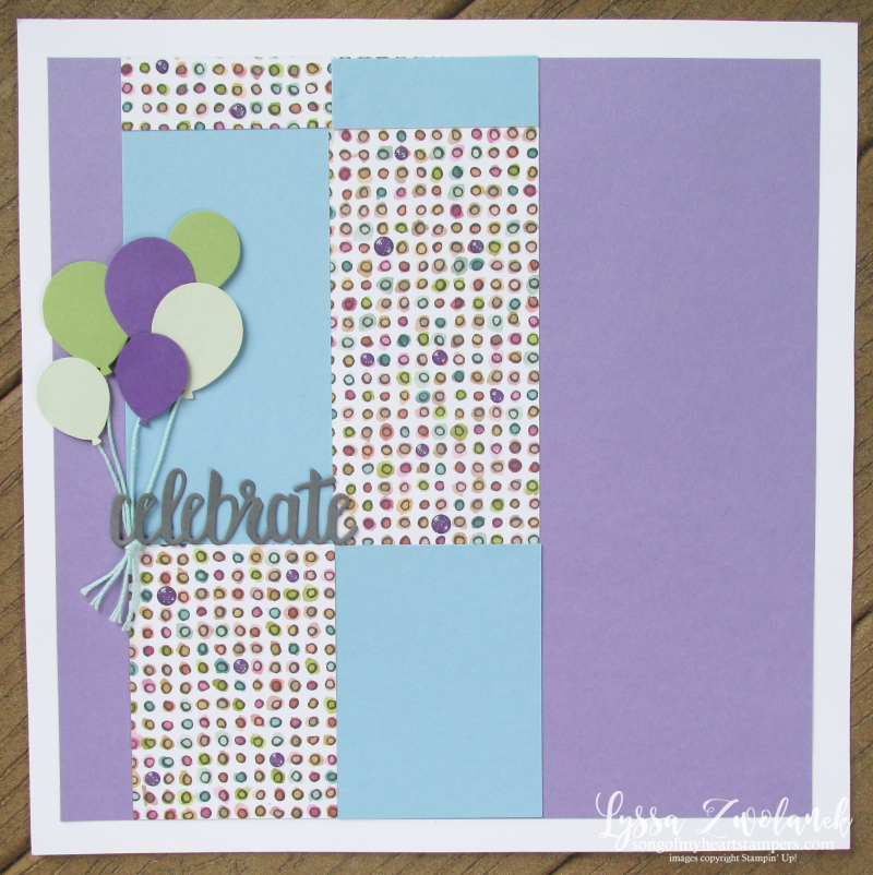 Mystery second page challenge birthday layout scrapbooking stampin up Lyssa pages