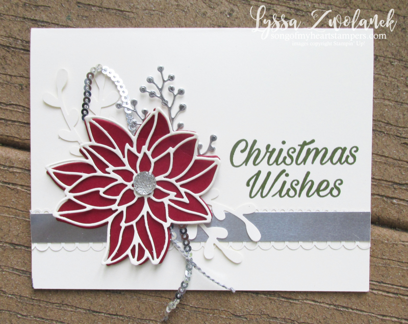 Peaceful Poinsettia detailed thinlets Christmas holiday cardmaking stampin up sizzix silver