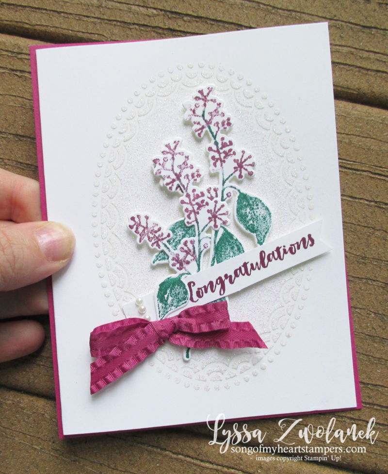 First frost frosted floral bouquet Stampin Up holiday cards holly winter oval embossing paste lace