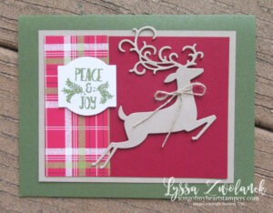 Detailed Deer Christmas Plaid card