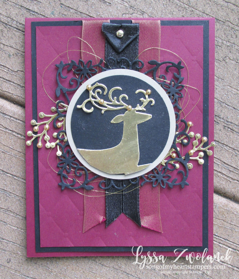 Dashing Deer detailed thinlets sizzix Stampin Up christmas holiday card victorian tufted embossing folder