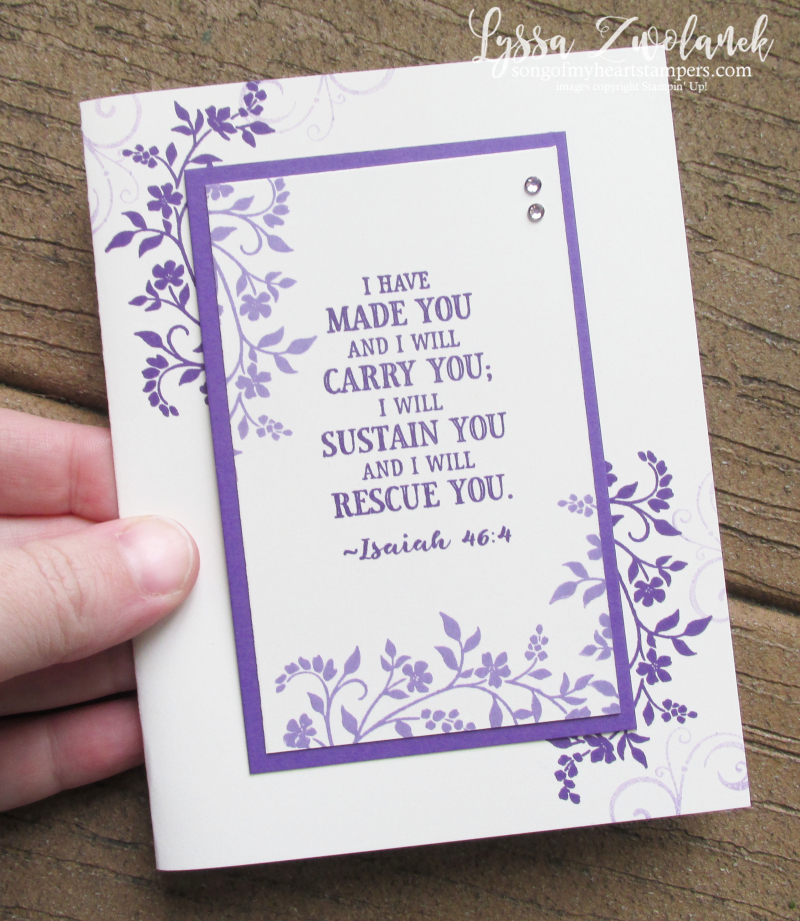 Isaiah scripture verse card Rescue Sustain Bible Hold onto Hop stamp set Stampin Up purple