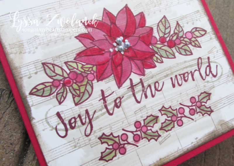 Peaceful poinsettia christmas holiday sheet music rubber stamps joy world Stampin Up