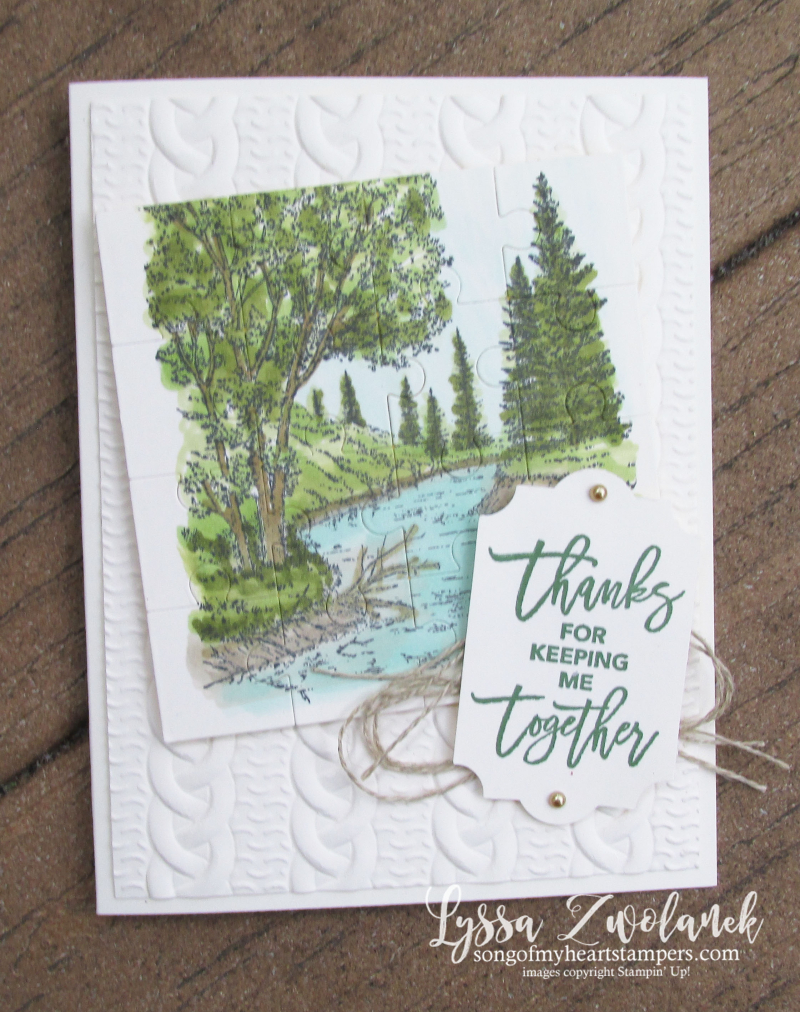 Love pieces puzzle stampin up rubber stamps scenic thank you card DIY cardmaking