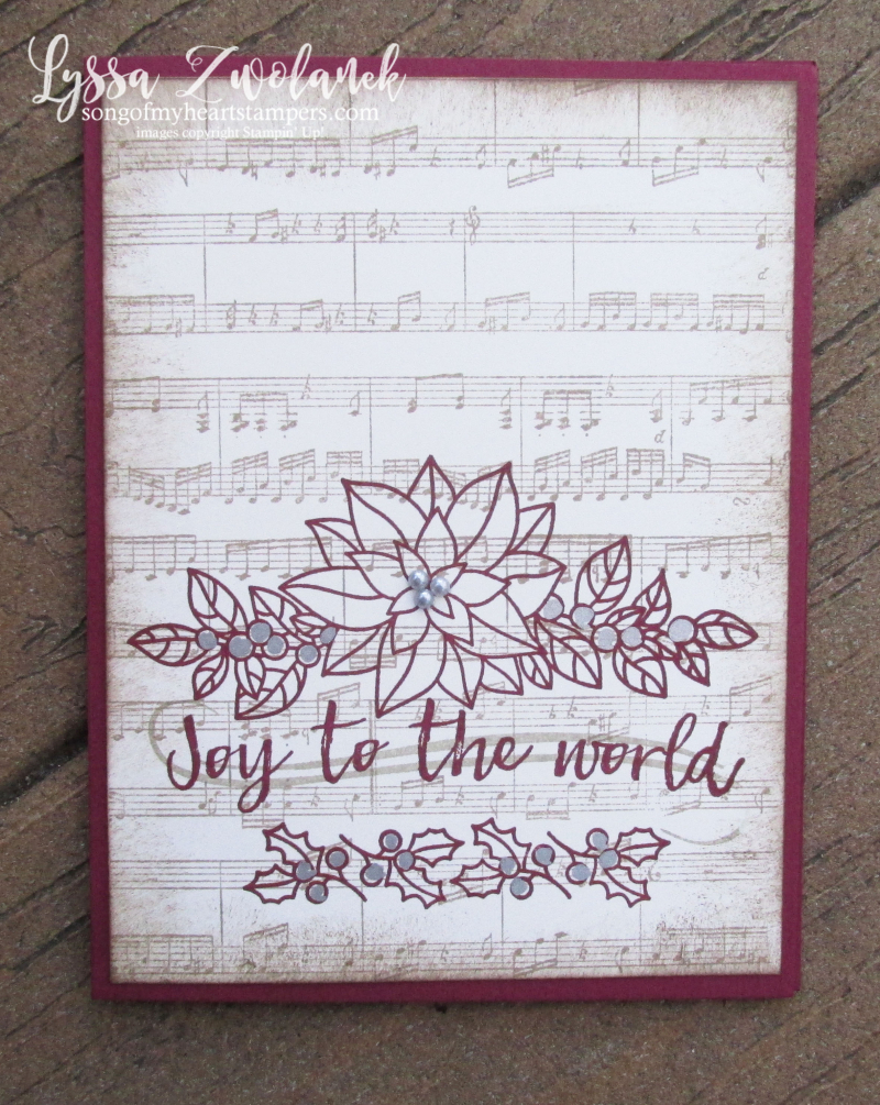 Peaceful poinsettia christmas holiday sheet music rubber stamps hymn joy world Stampin Up