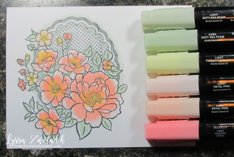 Lovely lattice Stampin Up roses stamps Lyssa SAB SaleABration doily lace wedding colors