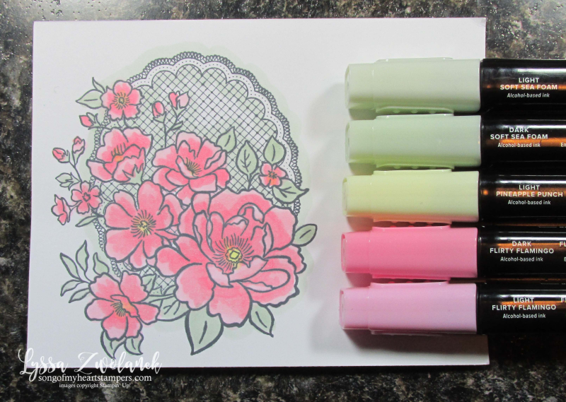 Lovely lattice Stampin Up roses stamps Lyssa SAB SaleABration doily lace simple wedding colors