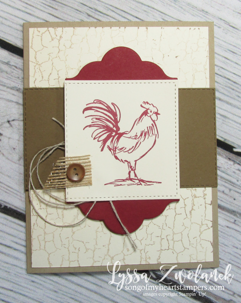 Rooster hen chicken stamps Stampin up farmhouse barn crackle paint