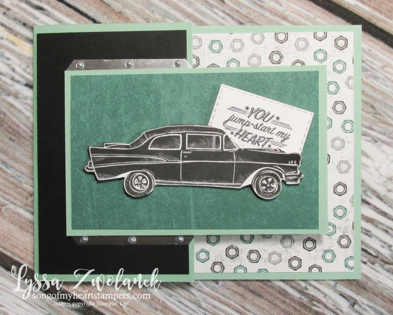 Classic garage car stamps vintage masculine antique dad father caddy gear dies Stampin up