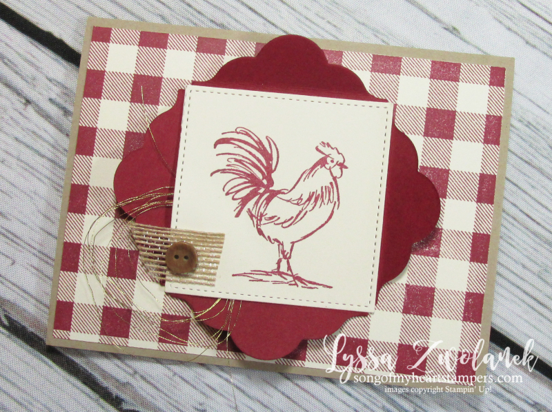 Rooster hen chicken stamps Stampin up farmhouse barn shutter background