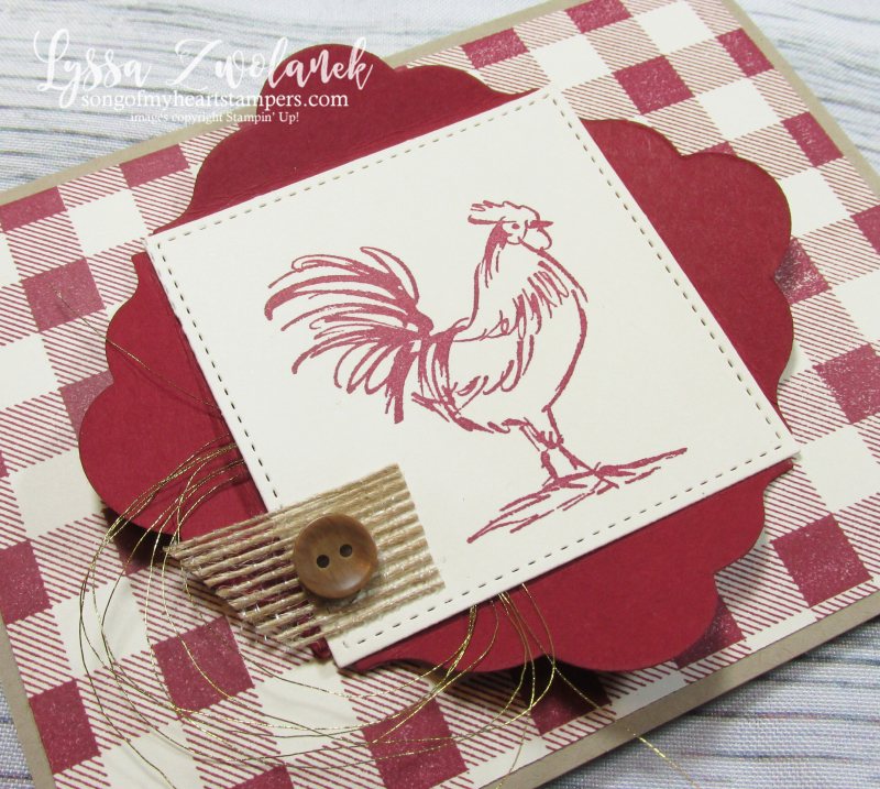 Rooster hen chicken stamps Stampin up farmhouse plaid shutter