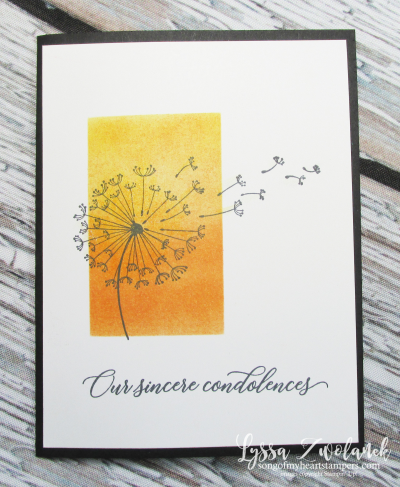 Dandelion Wishes wind seeds blowing Stampin Up sympathy sunset rubber stamping