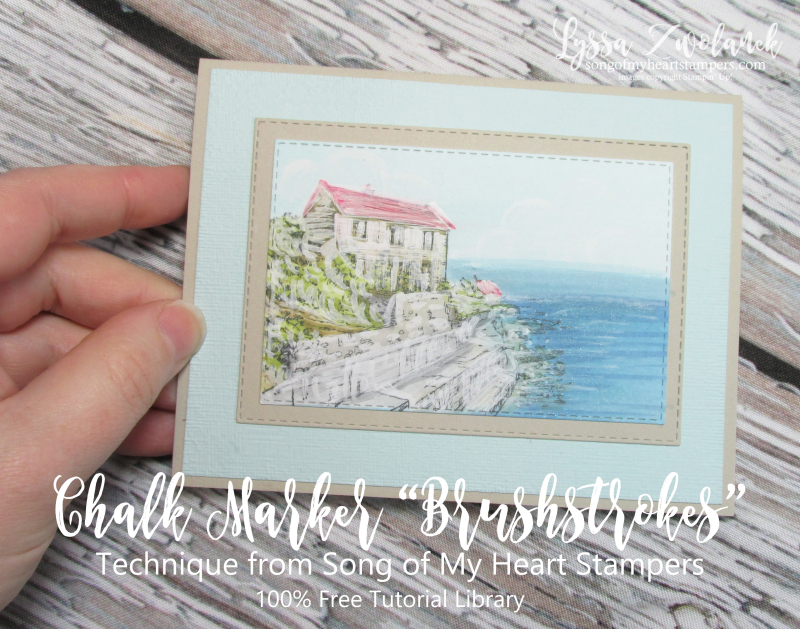 Chalk marker brushtroke technique stampin up by the bay scenic stamps