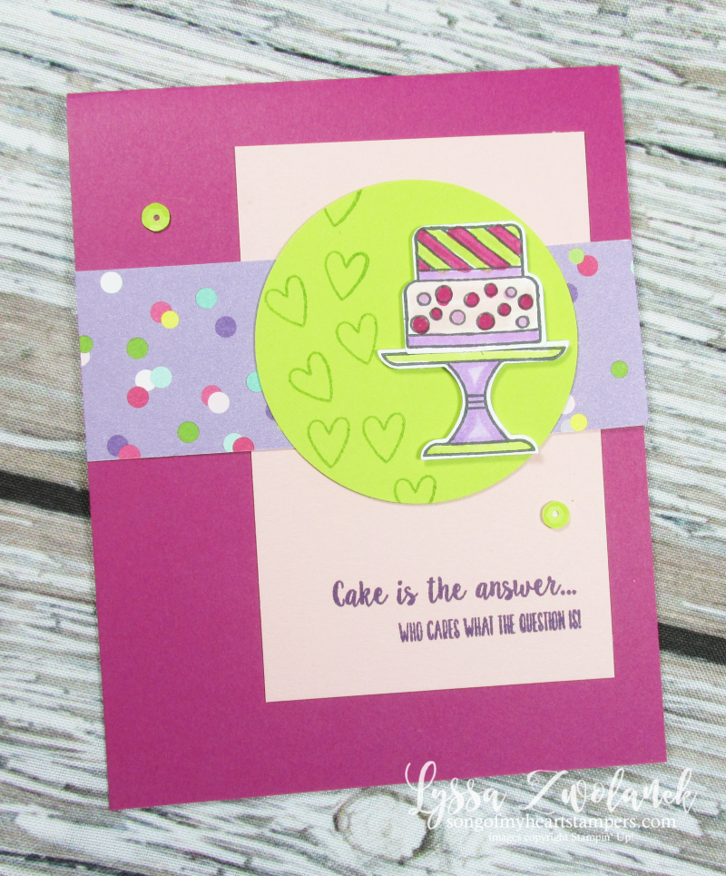 Cake cut punch bundle rubber stamps stampin up Lyssa class club piece cardmaking