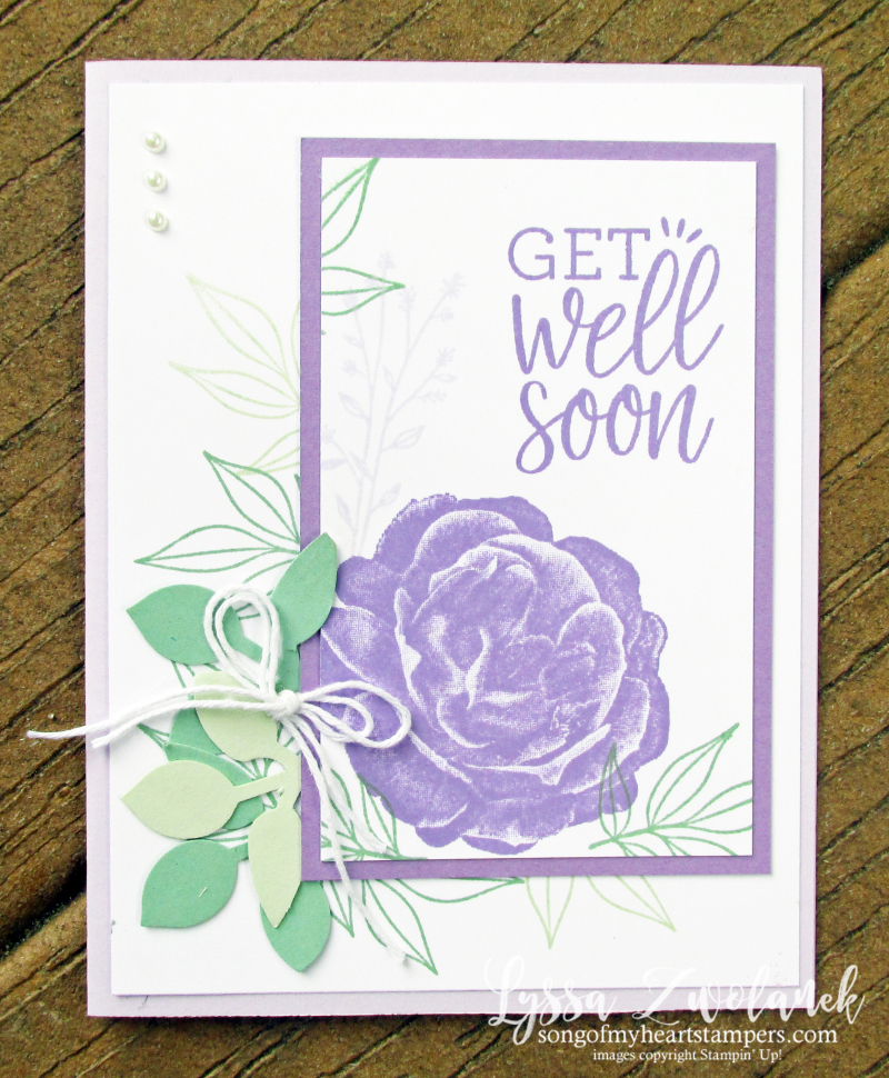 Healing hugs get well soon rubber stamps Stampin Up purple posy rose