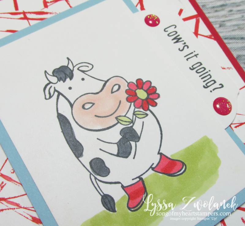 Cows it going over the moon cow rubber stamps Stampin Up udderly farm