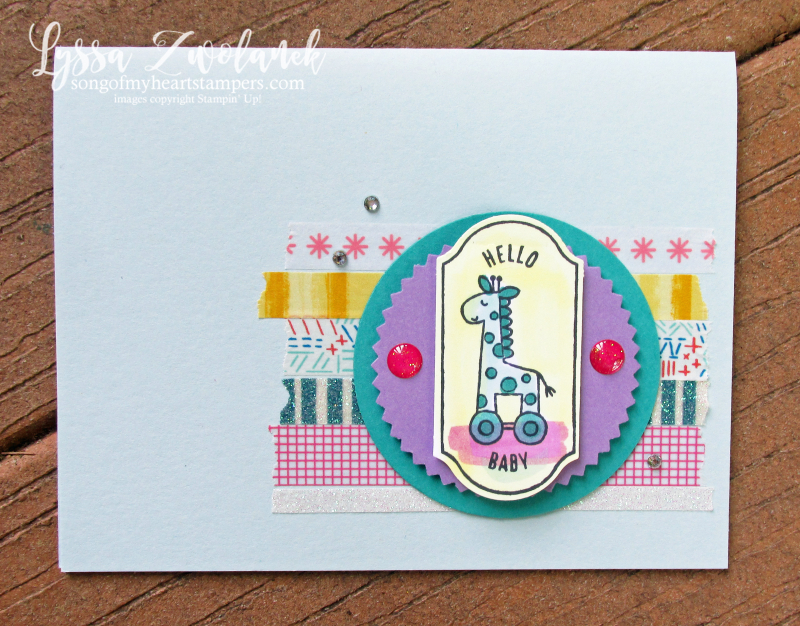 Time for tags hello baby tag punch Stampin Up label show invites congrats