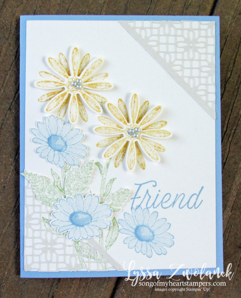 Daisy lane punch bundle Stampin up rubber stamps lace daisies class blends cardmaking DIY