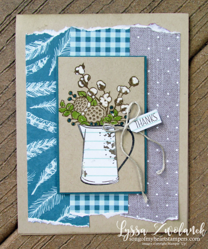 Farmhouse hardvest pitcher leaves autumn fall cardmaking Stampin Up Lyssa stamps