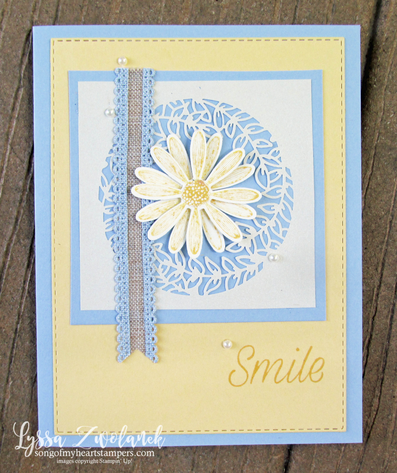 Daisy lane punch bundle Stampin up rubber stamps lace daisies DIY class Lyssa cardmaking 