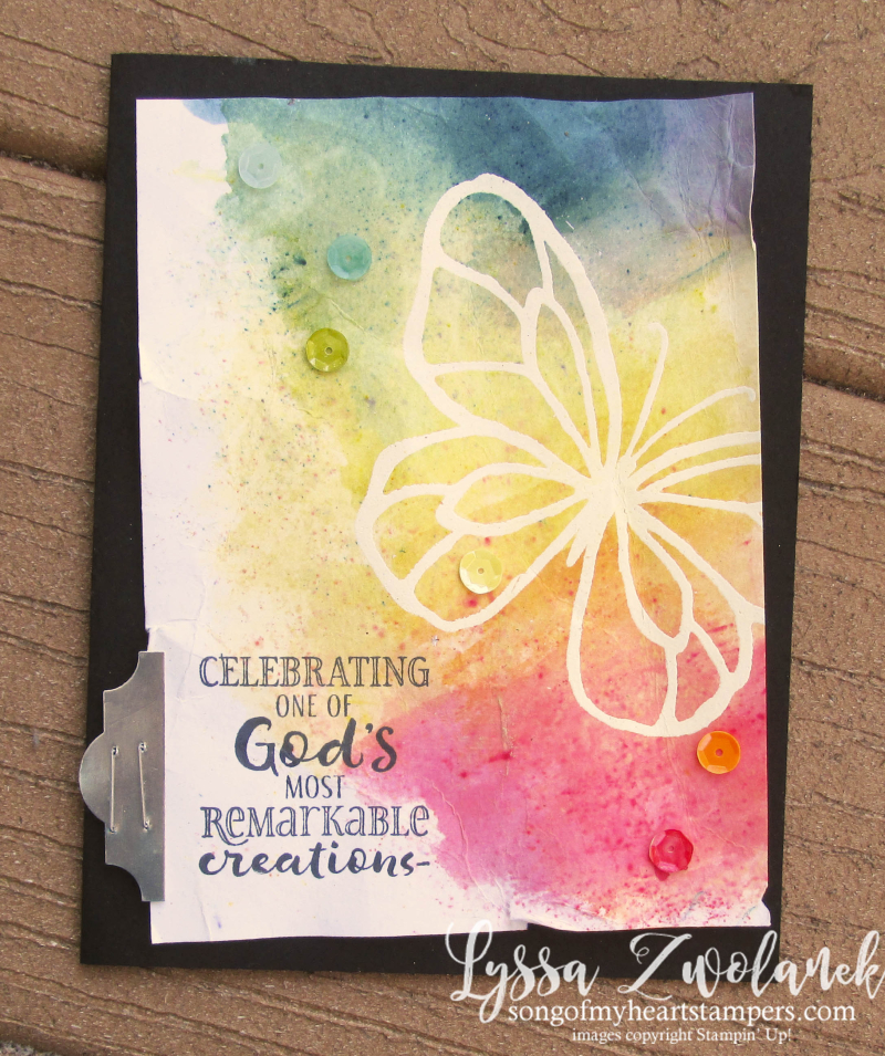 Beautiful Day butterfly brusho crystal color Stampin Up rainbow technique spring catalog rose watercolor