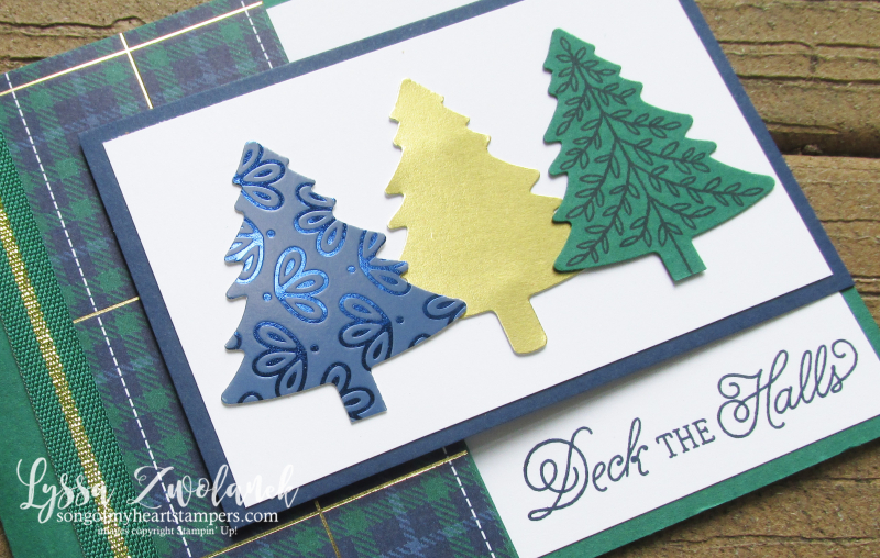 Perfectly Plaid Christmas Stampin Up trees punch bundle holiday card DIY gold