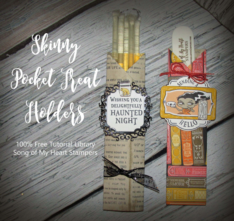 Skinny pocket treat holders 6x6 stampin up paper classroom pencil candy halloween