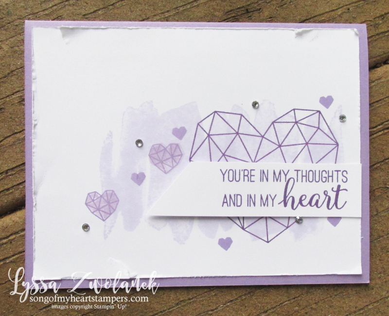 Lyssa purple party posy modern heart Stampin Up lavender ink pad cardstock cards