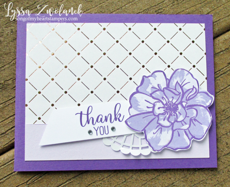 Lyssa purple party posy wild rose Stampin Up lavender ink pad cardstock cards