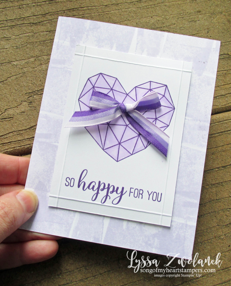 Lyssa purple party posy modern heart Stampin Up lavender amethyst ink pad cardmaking cards DIY