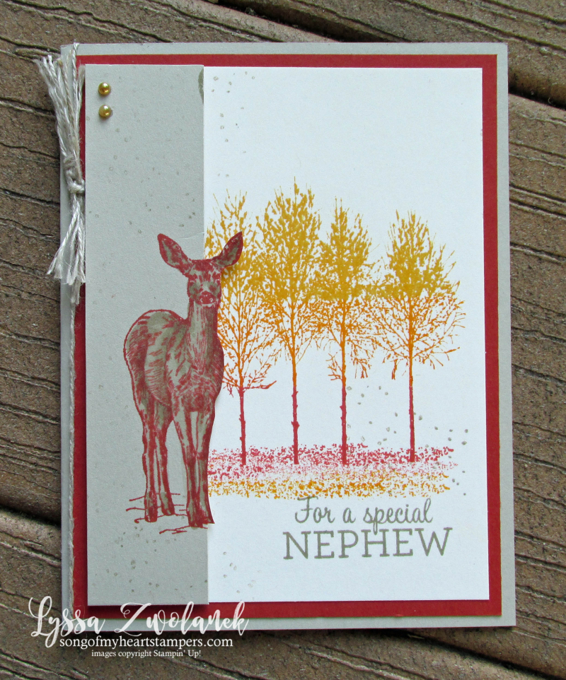 Winter woods autumn trees fall colors deer Natures Beauty Stampin Up rubber stamps forest sunset cards