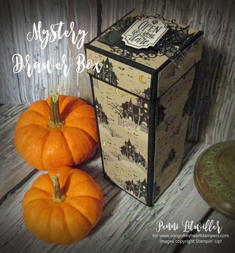 Mystery drawer box Stampin Up halloween tutorials free Monster Bash 3D boxes treat