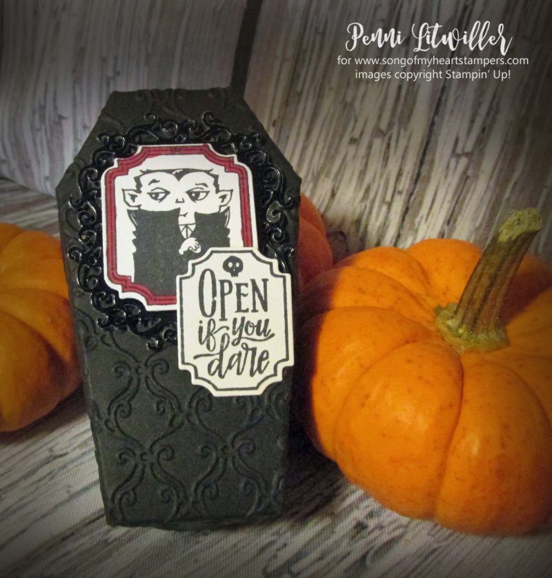 Coffin boxes Stampin Up halloween treats candy precut easy DIY tutorial rubber stamp holiday