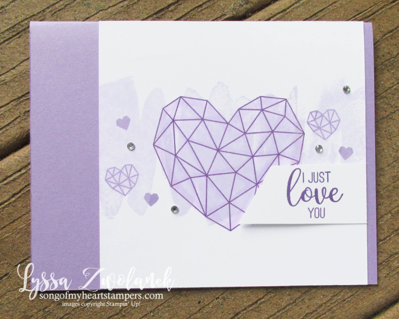 Lyssa purple party posy modern heart Stampin Up lavender ink pad cardstock cards DIY