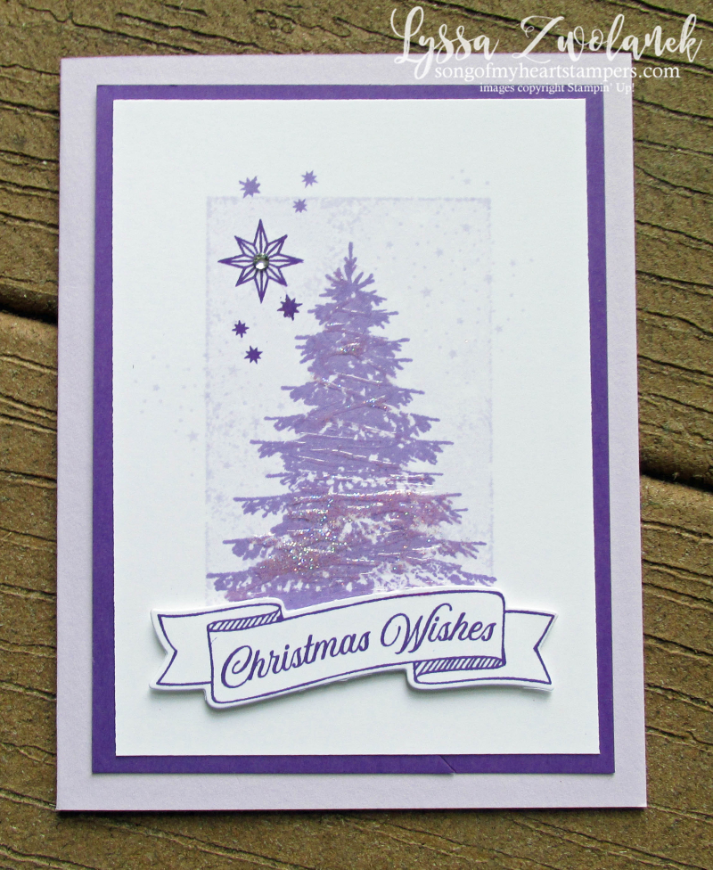 Purple lover party holiday Christmas card lavender rubber stamping ink supplies Stampin' Up