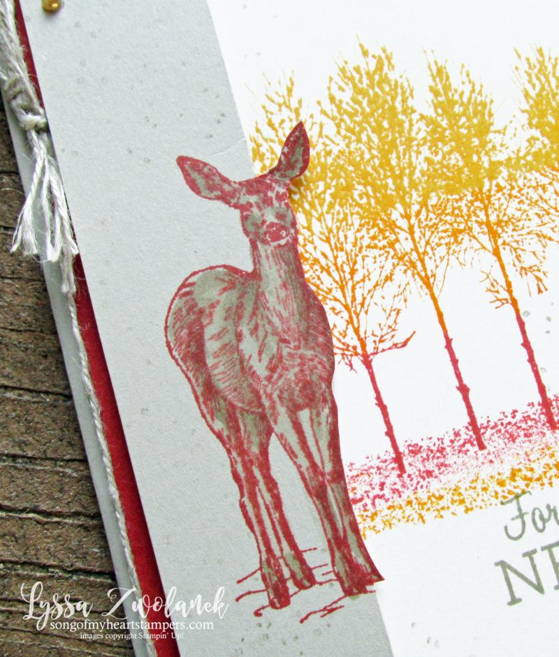 Winter woods autumn trees fall colors deer Natures Beauty Stampin Up rubber stamps forest sunset