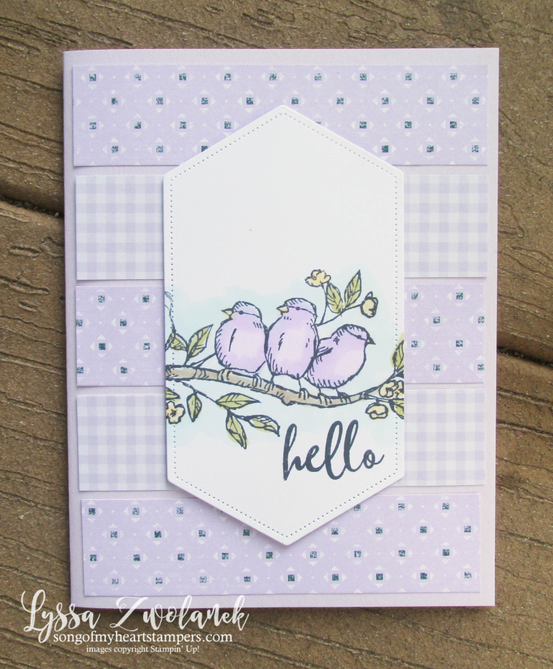 Bird Ballad Free Stampin Up rubber stamps purple posy scrap layout cardmaking