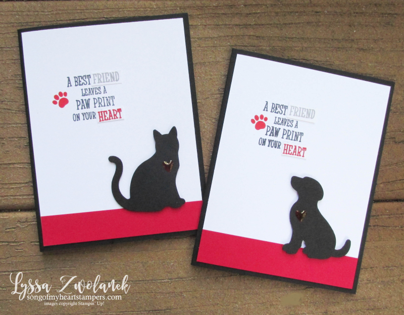 Pet sympathy card paw print rubber stamps cat dog punch Stampin Up pets lovers adoption Lyssa