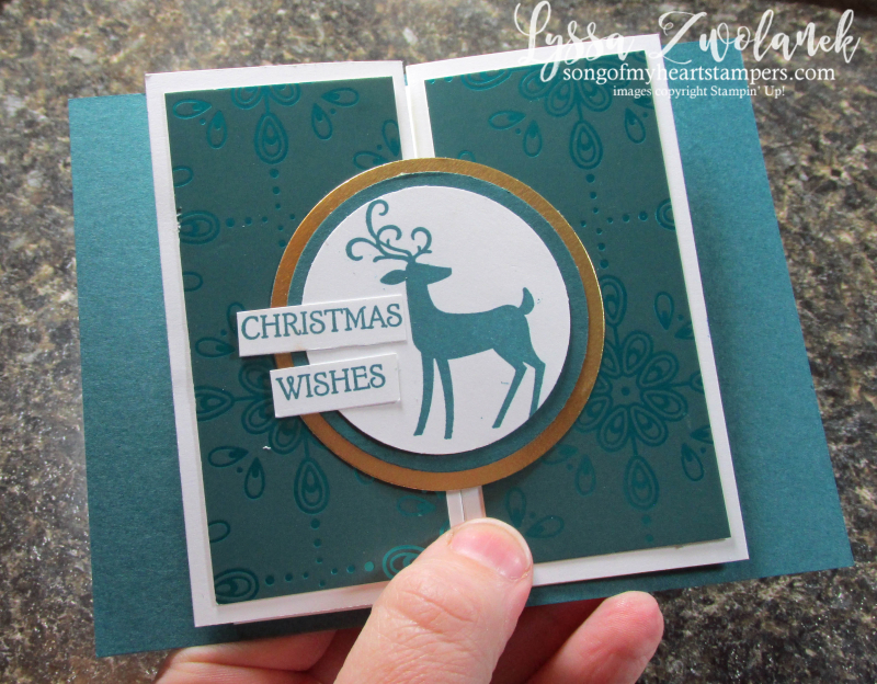 Double door simple fancy fold Stampin Up tutorial Lyssa rubber stamps scoring Christmas instructions