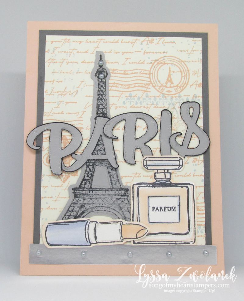 Eiffel tower paris parisian rubber stamps Stampin Up collage travel lipstick vintage cards