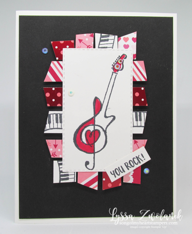 Music from Heart rock star rubber stamps Stampin Up tutorial valentine guitar