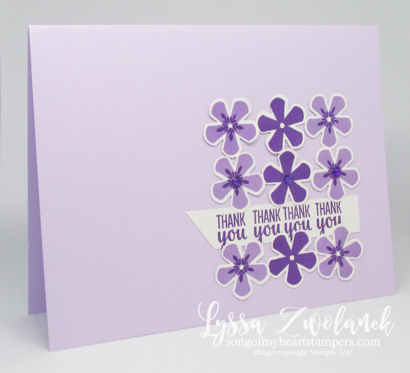 Thoughtful Blooms Stampin Up saleabration SAB rubber stamps punches Purple Posy flowers free