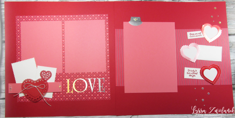 MLL January 2020 box Stampin Up page layout valentine wedding family love adoption theme 12x12 scrapping