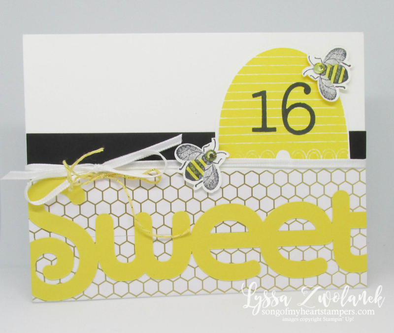 Honeybee Hive Golden Honey papers cards bee sweet 16 layout Stampin Up Lyssa