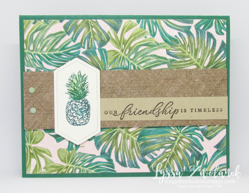 Timeless tropical oasis Stampin Up palms vintage surf pineapple hawaii rubber stamps