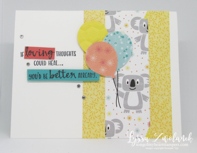 Sending You Thoughts SAB Stampin Up free printable idea balloons koala birthday kids cards